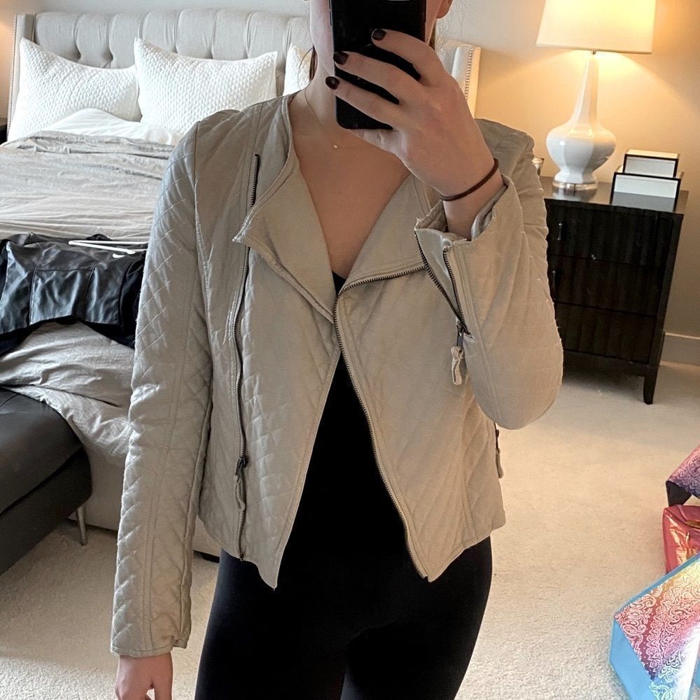 Beige Leather Jacket